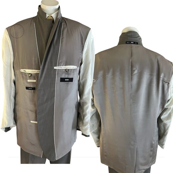 Hugo Boss The Jam76/Sharp1 Men Suit Textured Stripe Wool 48R 38-40x29 USA Made - Picture 7 of 14